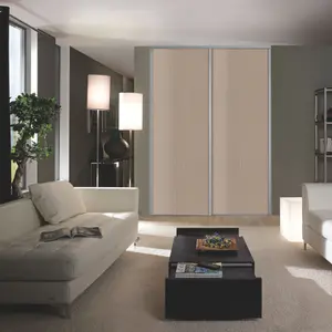 Form Valla Minimalist Full length Grey Oak effect Silver effect frame Sliding wardrobe door, (H) 2260mm x (W) 922mm