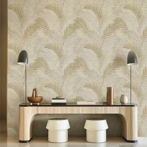 Galerie Palm Tree Beige Gold Wallpaper