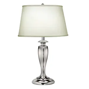 Table Lamp Zinc Cast Pearl Supreme Satin Shade Polished Nickel LED E27 60W