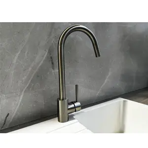 Liquida LS04BN Monobloc Swan Neck Single Lever Brushed Nickel Kitchen Mixer Tap