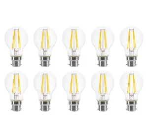 60w Equivalent LED Traditional Looking Filament Light Bulb A60 GLS B22 Bayonet 4.5w LED - Warm White - Pack of 10