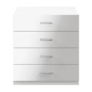 Atomia Matt & high gloss white 4 Drawer Deep Chest of drawers (H)804mm (W)750mm (D)466mm