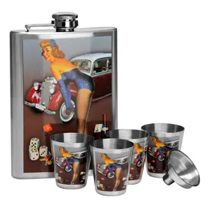 Maison by Premier Pinup Hip 8Oz 4 Cups Flask Set