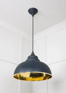 Hammered Brass Harborne Pendant in Soot