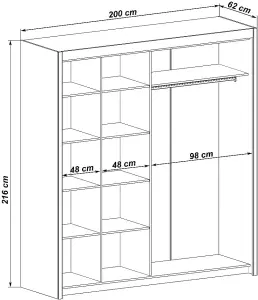 Sophisticated Graphite Inova Sliding Door Wardrobe W2000mm H2160mm D620mm - Mirror Finish, Eight Shelves, Ample Storage