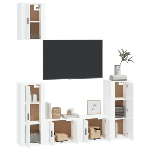 Berkfield 5 Piece TV Cabinet Set High Gloss White Engineered Wood