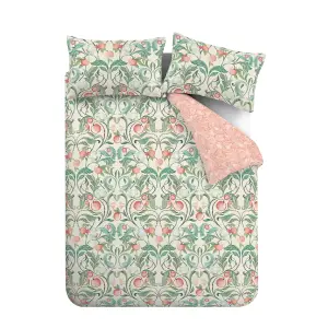 Catherine Lansfield Bedding Clarence Floral Duvet Cover Set with Pillowcases Natural / Green