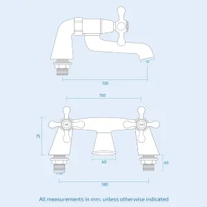 Chrome Traditional Victorian Wall Mounted Bath Filler Mixer Tap - Crosshead Handles