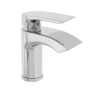 Sleek Waterfall Basin Sink Mixer Tap & Slotted Basin Waste Chrome