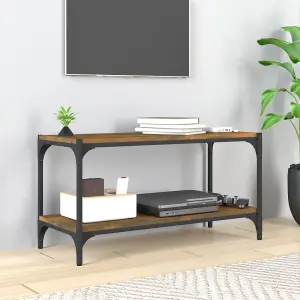 Berkfield TV Cabinet Smoked Oak 80x33x41 cm Engineered Wood and Steel