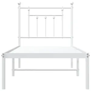 Berkfield Metal Bed Frame with Headboard White 75x190 cm