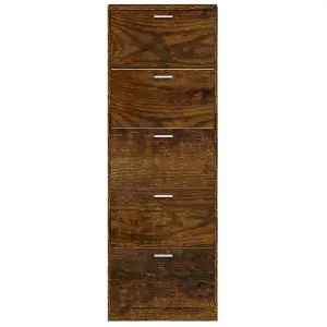 Berkfield Shoe Cabinet Smoked Oak 59x17x169 cm Engineered Wood