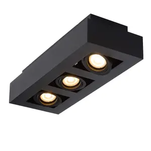 Lucide Xirax Modern Ceiling Spotlight - LED Dim to warm - GU10 - 3x5W 2200K/3000K - Black