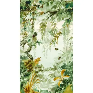 Grandeco Naive Watercolour Jungle Green 3 Lane Repeatable Wallpaper Mural 159 x 280cm