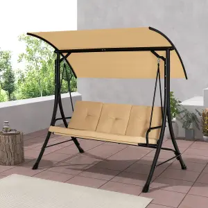 Costway Garden Patio Swing Chair 2 Seater Hammock Bench w/ Adjustable Polyester Canopy