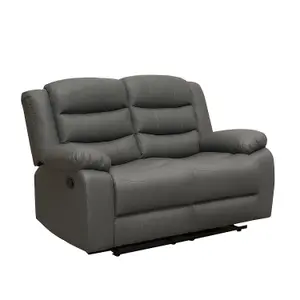 Milano Grey Leather Recliner Sofa  2 Seater