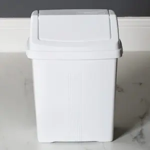 1 x 8L Ice White Flip Top Waste Rubbish Bin For Home, Office & Kitchen