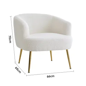 White Fabric Armchair Sofa Chair Accent Chair with Metal Legs