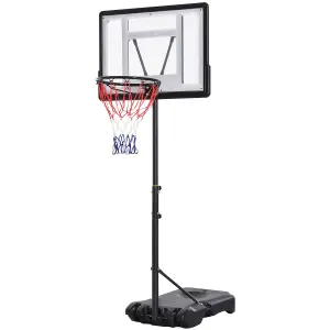 HOMCOM 1.55-2.1m Basketball Hoop and Stand w/ Fillable Base, Wheels - Black