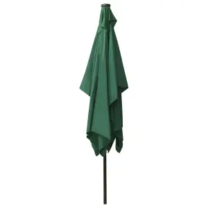 Berkfield Parasol with LEDs and Steel Pole Green 2x3 m