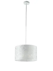 Luminosa BATIK Cylindrical Pendant Ceiling Light White 35x22cm