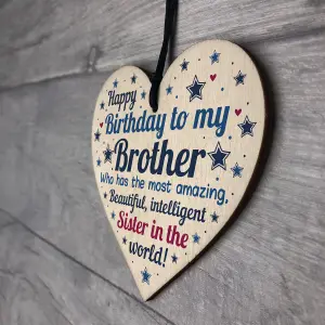 Red Ocean Funny Brother Birthday Gifts Brother Birthday Card Wooden Heart From Sister Gift Family Plaque Keepsake