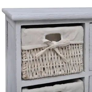 Berkfield Wooden Cabinet 3 Left Weaving Baskets White