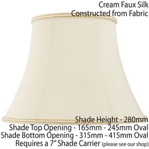 16" Bowed Oval Handmade Lamp Shade Cream Fabric Classic Table Light Bulb Cover