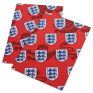 England FA Crest Gift Wrap And Card (Pack of 2) White/Blue/Red (One Size)