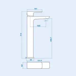 Nes Home Countertop Brushed Brass Tall Square Basin Mono Mixer Tap and Waste