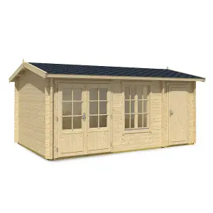 Lasita Redmile 2 Log Cabin with Side Store - 4.85m x 3m - Two Room Garden Summer House - Double Glazed