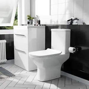 Nes Home 600mm Floorstanding 2 Drawer Vanity Basin Unit & Rimless Close Coupled Toilet White