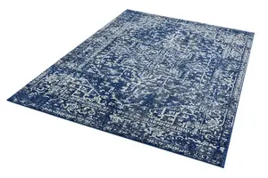 Navy Traditional Easy to Clean Floral Rug For Dining Room-160cm X 230cm