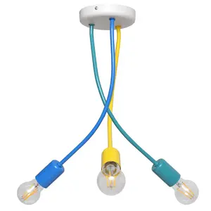 Luminosa Harvard Multi Arm Semi Flush Ceiling Light Multi-Coloured 36cm