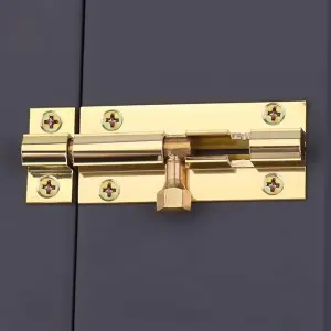 Brass Barrel Bolt 2" Slide Lock 2x PACK - Security Door Locking Screws