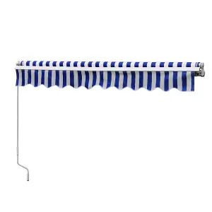 Blue and White Aluminum Alloy Sunshade Oxford Cloth  Garden Sun Shade Canopy Outdoor Folding Awning 3.5 m x 3 m