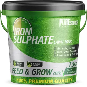 Iron Sulphate 7.5KG - Makes Grass Greener, Hardens Turf and Prevents Lawn Disease Makes upto 7500L & Covers upto 7500m2 by PSN