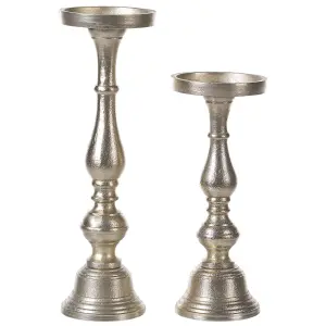 Set of 2 Candle Holders CUBA Metal Gold