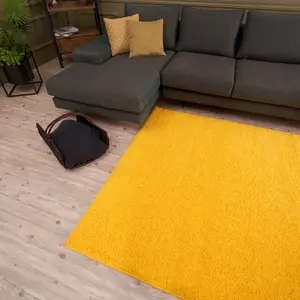 Myshaggy Collection Living Room Rugs Solid Design  Yellow