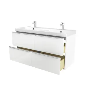 GoodHome Imandra White Wall-mounted Vanity unit & basin set - Includes Mila basin (W)1204mm