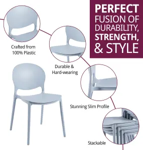 Hallowood Furniture Stoker Light Grey Stackable Plastic Backrest Chairs x 4