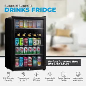 Subcold Super 115 LED Drinks Fridge Black