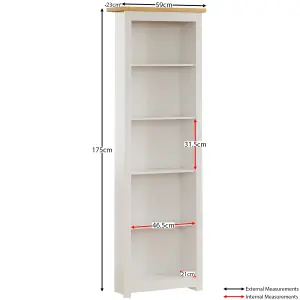 Vida Designs Arlington White 5 Tier Bookcase Freestanding Shelving Unit (H)1750mm (W)600mm (D)240mm