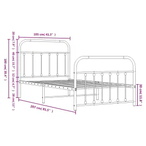 Berkfield Metal Bed Frame with Headboard and Footboard White 100x200 cm