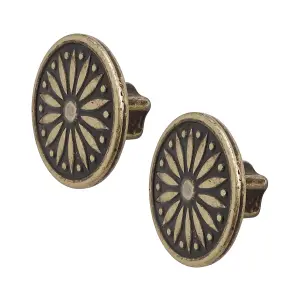 DecorAndDecor - TORERO Antique Brass Round Vintage Cabinet Knob - Pair