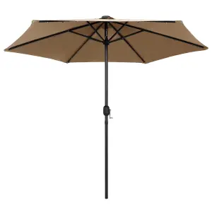 Berkfield Parasol with LED Lights and Aluminium Pole 270 cm Taupe