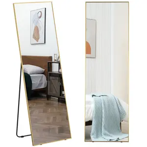 Metal Framed Freestanding Full Length Mirror Gold