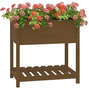 Berkfield Planter with Shelf Honey Brown 82.5x54x81 cm Solid Wood Pine