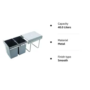 REJS recycle bin, pull out waste bin - W: 400mm (JC602), without front fixing brackets