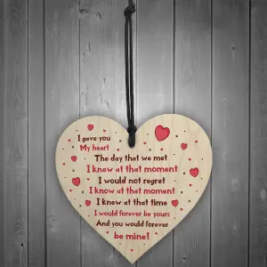 Handmade Gift For Husband Wife Boyfriend Girlfriend Wooden Heart Valentines Gift